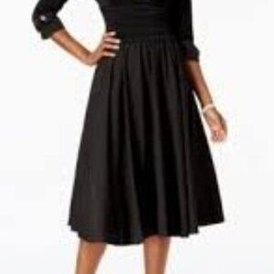 Jessica Howard Black Dress With Shawl Collar & Ruched Waist Size 12